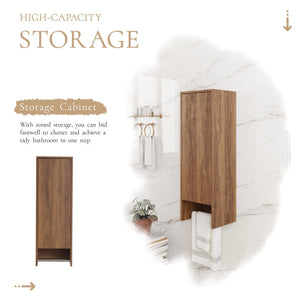 English Elm 12 Inch Wall Mounted Storage Cabinet Soft Close Door Ebony Wood Finish Bathroom W1972P457984