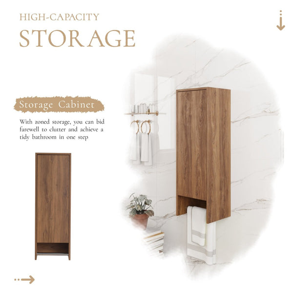 English Elm 12 Inch Wall Mounted Storage Cabinet Soft Close Door Ebony Wood Finish Bathroom W1972P457984
