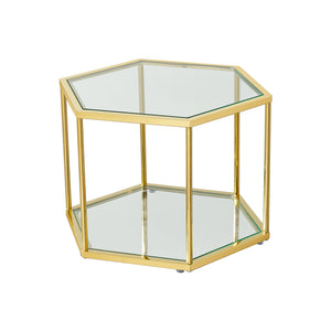 English Elm Living Modern Gold-Accented Small Coffee Table With Polygonal Design - Stylish Side Table For Any Space W2723P262933