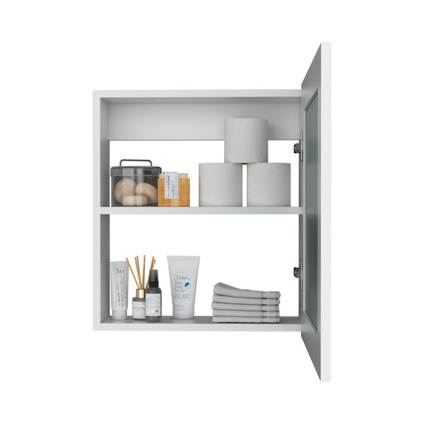 English Elm Luma Mirrored Medicine Cabinet 18.6" W x 5.7" D x 20.5" H Wall Organizer with Two Shelves, Sleek Durable Design White 24.9 L x 20.1 W x 4 H B070P234354