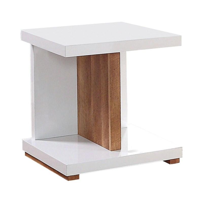 English Elm End End Table Modern Two-Tone White and Natural Finish Open Shelf Minimalist Accent Table B2741P357609