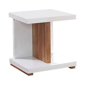 English Elm End End Table Modern Two-Tone White and Natural Finish Open Shelf Minimalist Accent Table B2741P357609