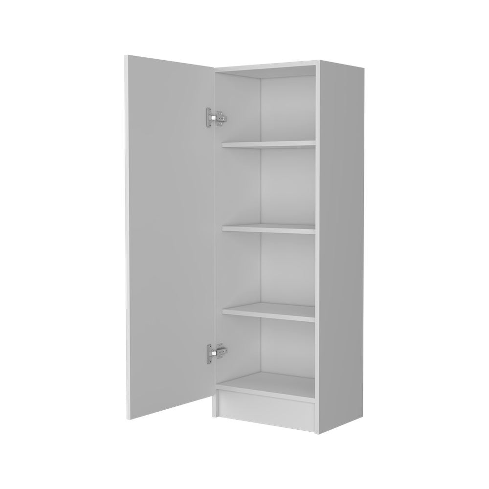 English Elm Miami White Single Door Pantry Cabinet with 4 Shelves, Space-Saving Particle Board, Easy Assembly B128P148940