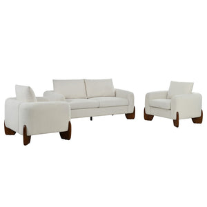 English Elm U_style Bouclé 3 Piece Living Room Sofa Set with Loveseat and Two Accent Armchairs Beige WY000479AAA