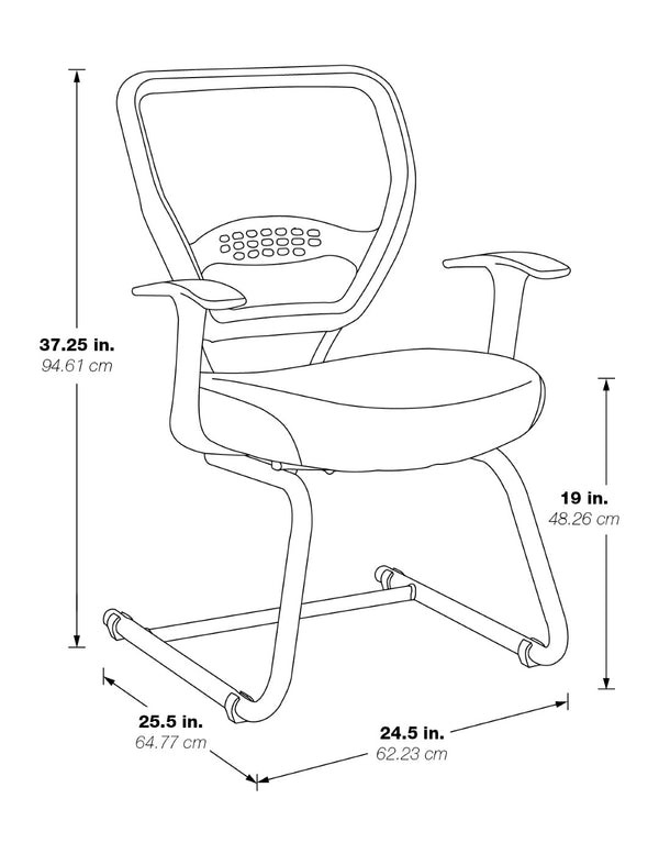 OSP Home Furnishings Professional Airgrid Mesh Back Visitor Chair with Lumbar Support and Sled Base for Offices 5505-2M