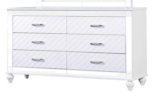 English Elm Livorno Embossed Silver Champagne Chest with Felt-Lined Top Drawer, Dovetail Full-Extension Drawers, Mirror Trim Accents Silver+White 37 L x 65 W x 20 H B078P286325