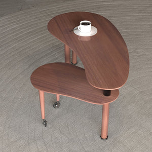 English Elm Contemporary rotatable cocktail table with 360° swivel top, sintered stone & MDF surface, space-saving design Walnut W2899P372751