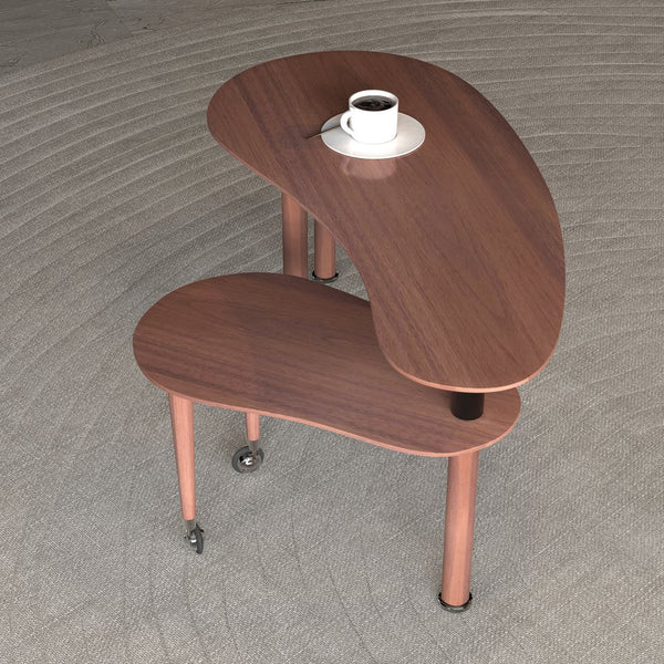 English Elm Contemporary rotatable cocktail table with 360° swivel top, sintered stone & MDF surface, space-saving design Walnut W2899P372751