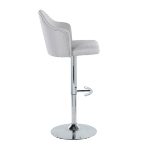 English Elm Ahoy Adjustable Barstool Set Of 2: Modern Chrome & Light Grey Fabric Stools With Swivel Comfort B202S00736