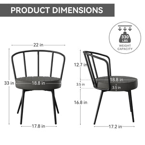 English Elm Dining Chairs Set Of 2 - Mid-Century Modern Armless Design, Water-Resistant Grey Upholstery, Ergonomic Comfort For Dining Room Or Café T3950P394505