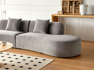 English Elm 132" Curved Sofa with Velvet Upholstery, Luxurious 6-Seater Half Moon Design for Modern Spaces Grey B2735S00030