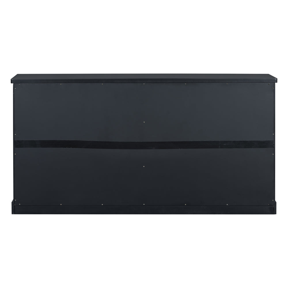 English Elm U_STYLE Pine Wood Sideboard Console Table for Entryway Living Room Dining with 4 Metal Handles, Sturdy Black N711P239354B