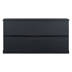 English Elm U_STYLE Pine Wood Sideboard Console Table for Entryway Living Room Dining with 4 Metal Handles, Sturdy Black N711P239354B