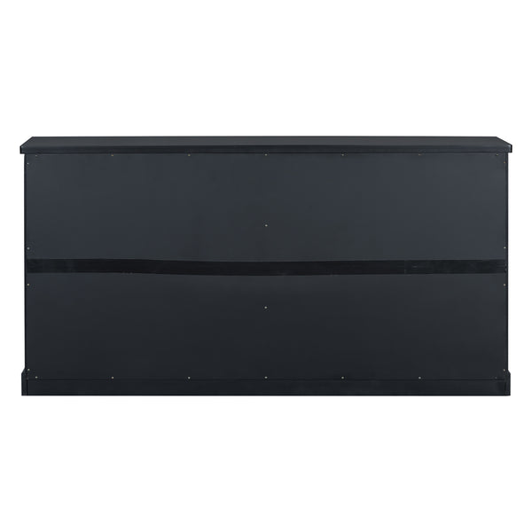 English Elm U_STYLE Pine Wood Sideboard Console Table for Entryway Living Room Dining with 4 Metal Handles, Sturdy Black N711P239354B