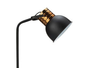 English Elm Luxury Curved Stem Table Lamp Black with Antique Gold Accents, Metal Shade & Circular Base, 22" tall B2741P317235