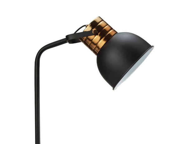 English Elm Luxury Curved Stem Table Lamp Black with Antique Gold Accents, Metal Shade & Circular Base, 22" tall B2741P317235