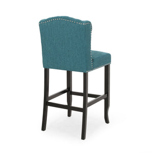English Elm Christopher Knight Home® - Vienna Tufted Wingback Counter Stools Set of 2 — Button-Tufted Fabric, Nailhead Trim, Rubberwood Frame Teal 64856.00T