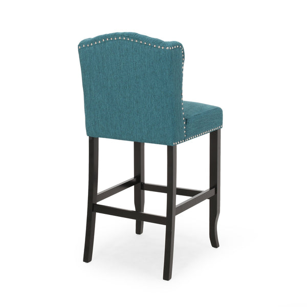 English Elm Christopher Knight Home® - Vienna Tufted Wingback Counter Stools Set of 2 — Button-Tufted Fabric, Nailhead Trim, Rubberwood Frame Teal 64856.00T