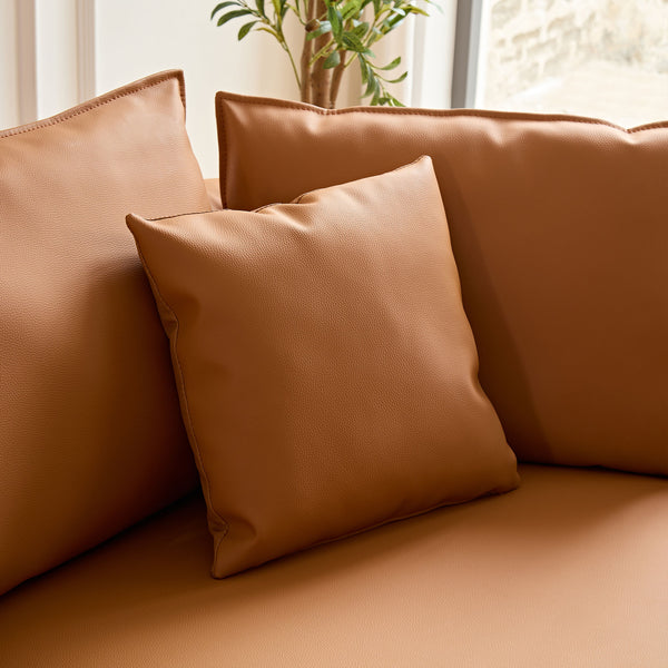 English Elm Modern Curved Sectional Sofa - 5-Seat Eco-Leather Couch For Stylish Living Rooms & Offices, Orange W2582S00079