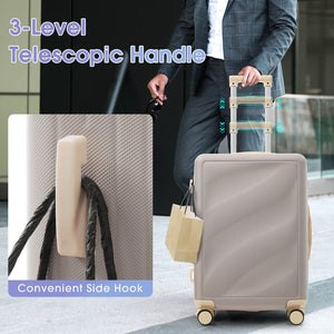English Elm Luggage 3 Piece Hard Shell Abs Suitcase Set with Spinner Wheels and Tsa Lock Grayish Purple N730P304620V