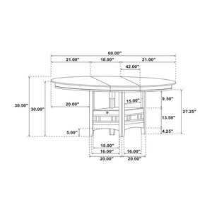 English Elm Oval 60-inch Extension Leaf Dining Table with Medium Grey Finish, Storage Base & Open Shelf B016P369261