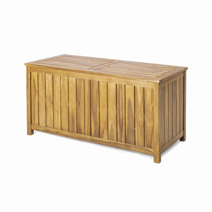English Elm Christopher Knight Home® - Portside Teak 100-Gallon Acacia Wood Deck Box with Louvered Panels, Weather-Resistant Storage Bench N775P175344T