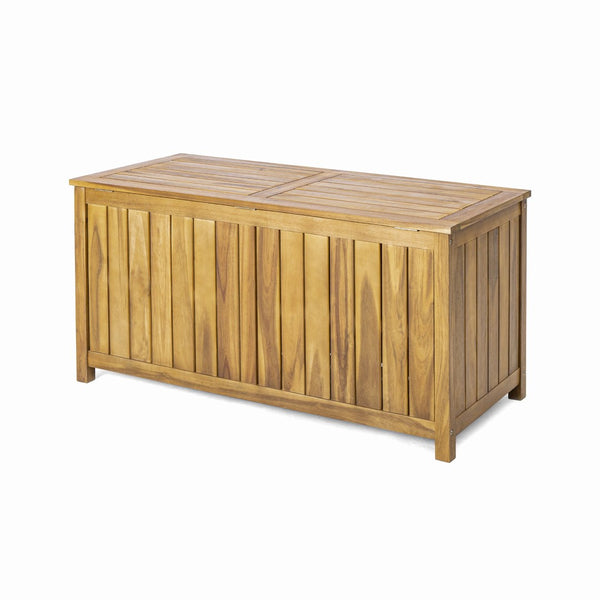 English Elm Portside Acacia Wood 100 Gallon Deck Box Slatted Outdoor Storage for Patio and Pool N775P383166T