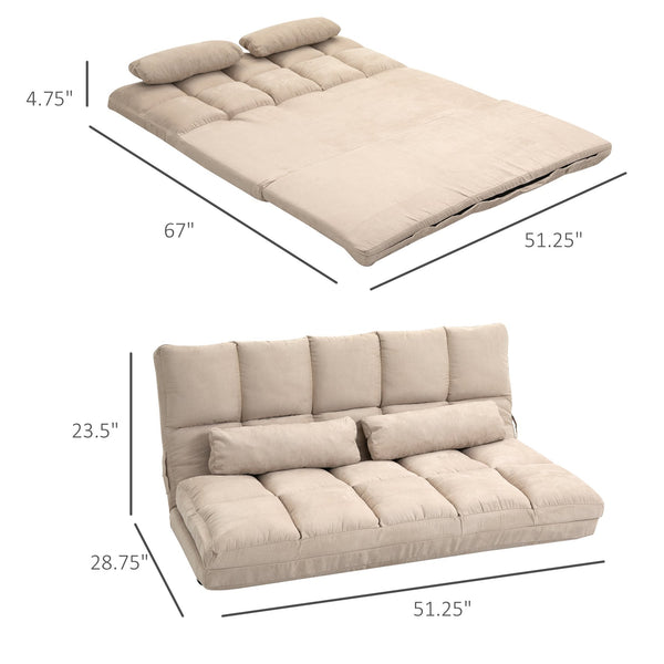 English Elm Homcom Convertible Floor Sofa Chair With Adjustable Backrest, 2 Pillows, Space-Saving Comfort! W2225P217475