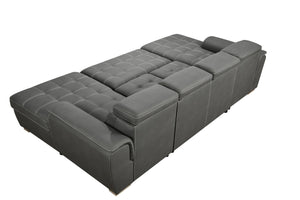 English Elm U U Shaped Sleeper Sofa with Pull-Out Bed and Hidden Chaise Storage, Plush Corduroy Comfort Charcoal grey W1417S00083