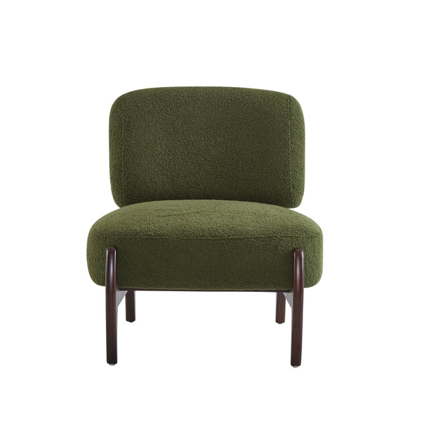 English Elm Christopher Knight Home® - 25.5" Boucle Lounge Chair with Solid Wood Frame, Plush Textured Upholstery and Modern Minimalist Style Green N767P256376G