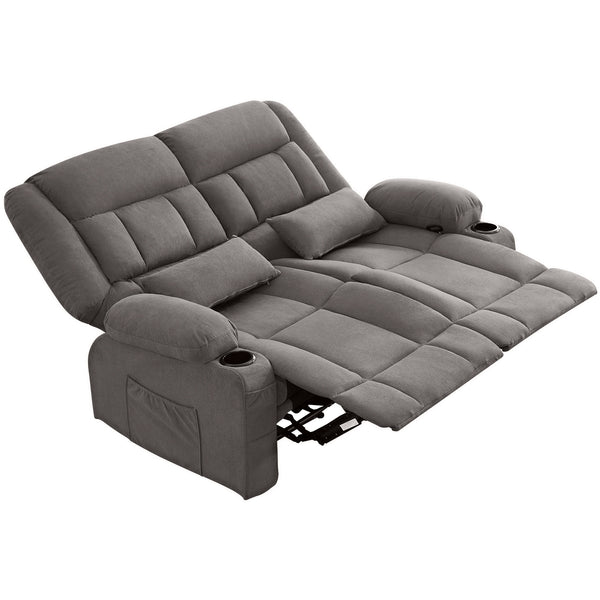 English Elm Recliner Oversized Manual Loveseat with Cup Holders and Side Pocket, Ergonomic 150° Recline, 600lb Capacity Grey W1521S00074
