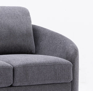 English Elm Yuina Gray Linen Loveseat with Pocket Coil Seat, Wooden Frame & Chrome Legs — Modern Durable Comfort B2726S00045