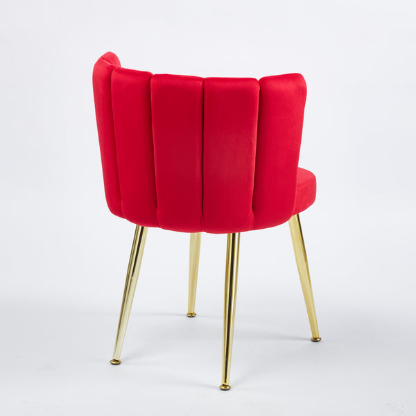 English Elm Modern Red Velvet Dining Chair Set of 2 with Gold Metal Legs, Ergonomic Backrest, Breathable Short Fur Comfort W234P256816