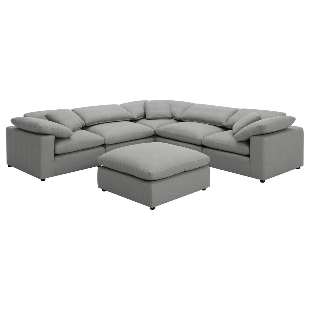 English Elm Segoura Boucle Six Piece Modular Sectional with Feather Blend Cushions for Living Rooms B062S01842