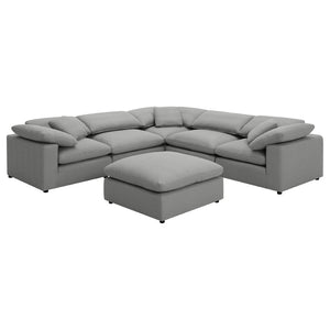 English Elm Segoura Boucle Six Piece Modular Sectional with Feather Blend Cushions for Living Rooms B062S01842