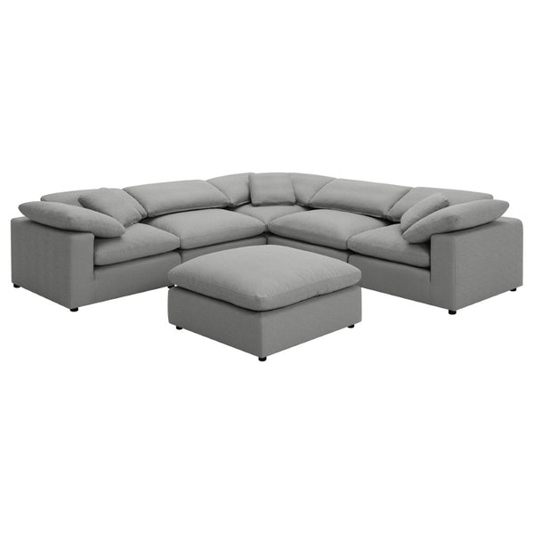 English Elm Segoura Boucle Six Piece Modular Sectional with Feather Blend Cushions for Living Rooms B062S01842