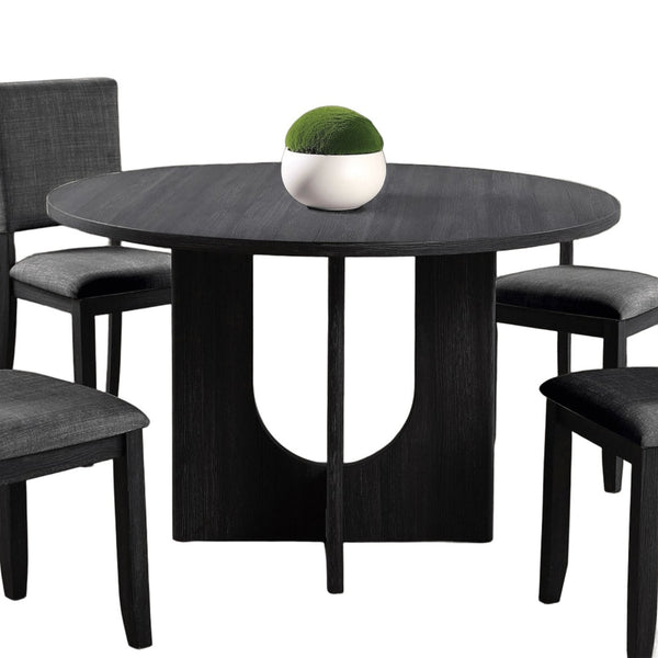 English Elm Classic Round Pedestal Dining Table Rubberwood Matte Finish Seats Four Modern Home Dark Gray B2741P421160