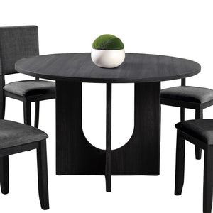 English Elm Contemporary Round Pedestal Dining Set with Upholstered Chairs for Modern Interiors Dark Gray B2741S00780