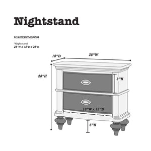 English Elm Luxury Glam Antique Silver-Champagne Nightstand with 2 Drawers, Modern Bedside Storage 28x18x28" B011P210121