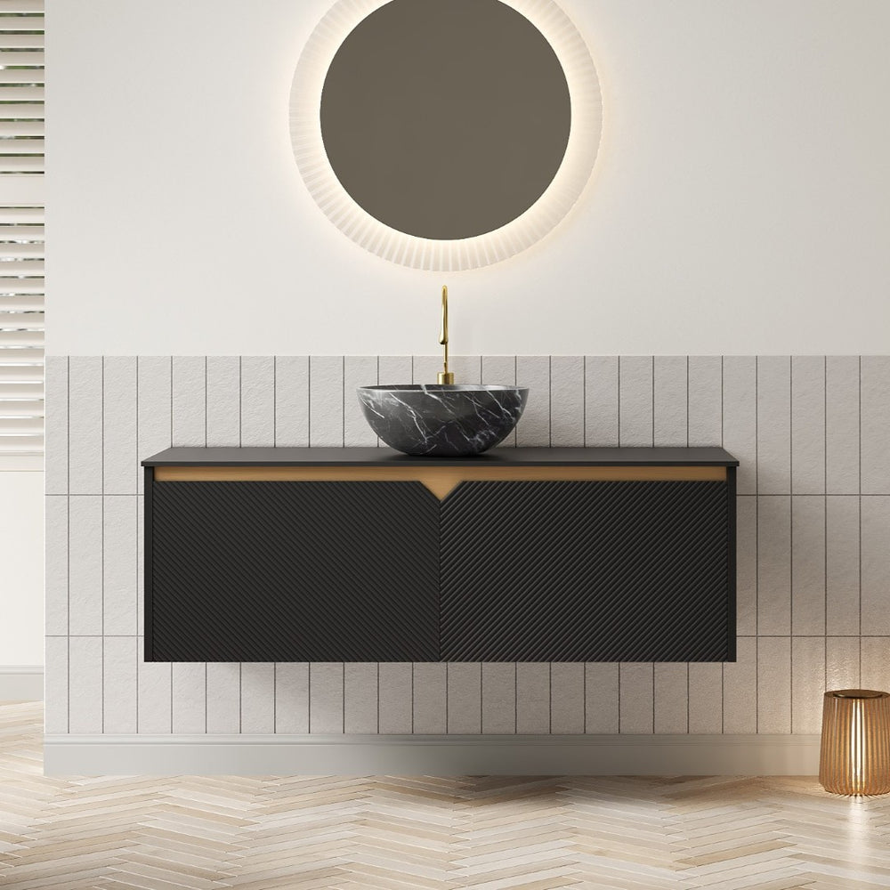 English Elm Ruben 48" Modern Floating Bathroom Vanity With Black Ceramic Vessel Sink & Durable Stone Top Design W2615S00321-GIGA