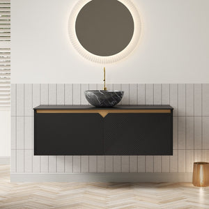 English Elm Ruben 48" Modern Floating Bathroom Vanity With Black Ceramic Vessel Sink & Durable Stone Top Design W2615S00321-GIGA