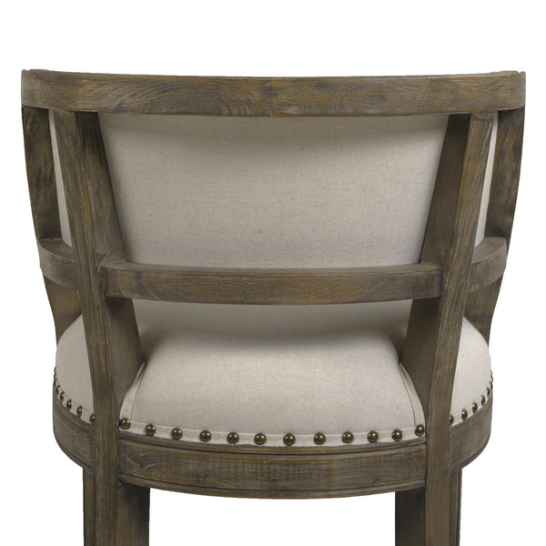 English Elm Jennifer Taylor Home - Paris 26.5" Farmhouse Counter Height Bar Stool with Upholstered Linen Seat, Hardwood Frame, Brass Footrest Beige B2719P238377