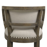 English Elm Paris 26.5” Farmhouse Counter Height Bar Stool With Backrest, Light Beige Linen