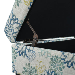 English Elm Christopher Knight Home® - STORAGE Ottoman with Tufted Waffle Stitching, Soft-Close Hinges and Contemporary Upholstered Design Blue,Light Brown N770P272083L