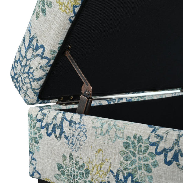 English Elm Christopher Knight Home® - STORAGE Ottoman with Tufted Waffle Stitching, Soft-Close Hinges and Contemporary Upholstered Design Blue,Light Brown N770P272083L