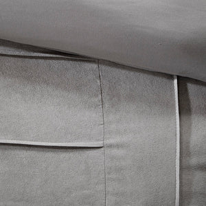 English Elm 7 Piece Dune Faux Suede Comforter Set Grey Full – Pintuck Design, Soft Microsuede, Contrasting Black Accents B03596790