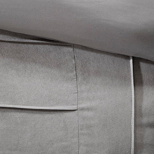 English Elm 7 Piece Dune Faux Suede Comforter Set Grey Full – Pintuck Design, Soft Microsuede, Contrasting Black Accents B03596790