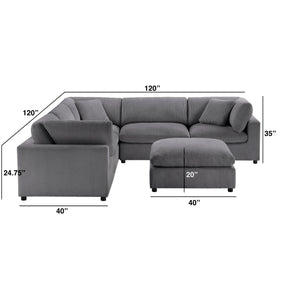English Elm Chelsea Modular 6-Piece Sectional Sofa - Charcoal, Stylish Flexibility & Comfort For Family Living B050S00018