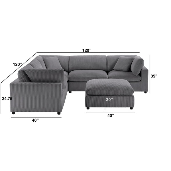 English Elm Chelsea Modular 6-Piece Sectional Sofa - Charcoal, Stylish Flexibility & Comfort For Family Living B050S00018