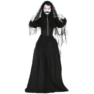 English Elm Homcom 67" Life-Size Animated Ghost Bride With Creepy Sounds, Red Eyes, And Touch Activation For Halloween Fun! W2225P229495